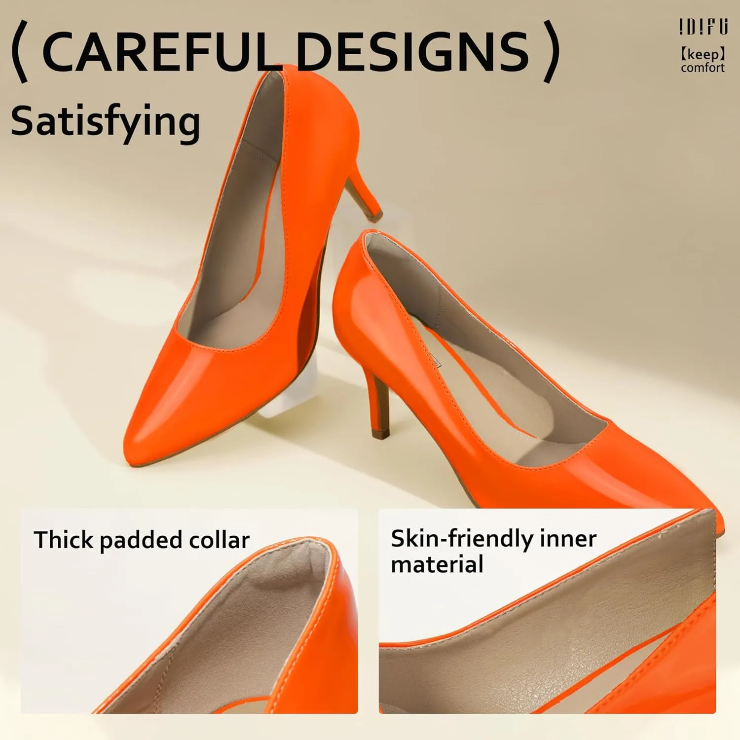 IDIFU IN3 High Heels Pumps Closed Toe Heels Women's Pumps Stiletto Pointed Toe Dress Shoes Wedding Prom Bridal Work Office Bride Bridesmaid Guest Trendy Dressy Fashion Comfortable Classic Pumps Shoes