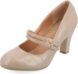 Journee Collection Womens Wendy Mary Jane Pumps Closed Round Toe Double Buckle Strap Chunky Block Heel