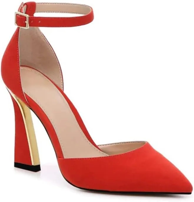 Juliet Holy Womens Pumps Point Closed Toe Heels Buckle Ankle Strap D'Orsay Heeled Sandals