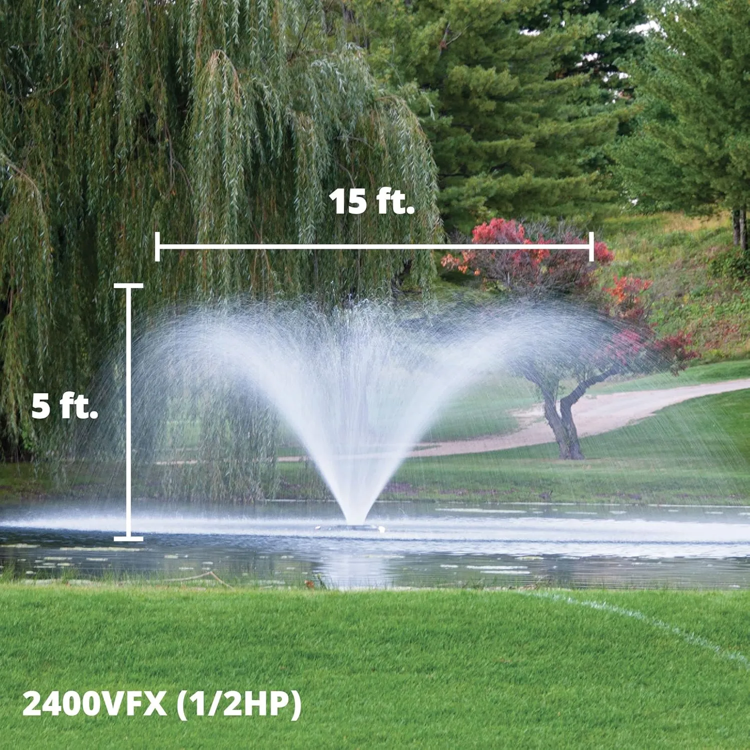 Kasco VFX Series Aerating Pond Fountain - 1/2 Horse Power 120V Single Phase with 50 ft Electric Power Cord | Pond Aerator Pump for Ponds & Lakes | Efficient Pond Aeration Systems