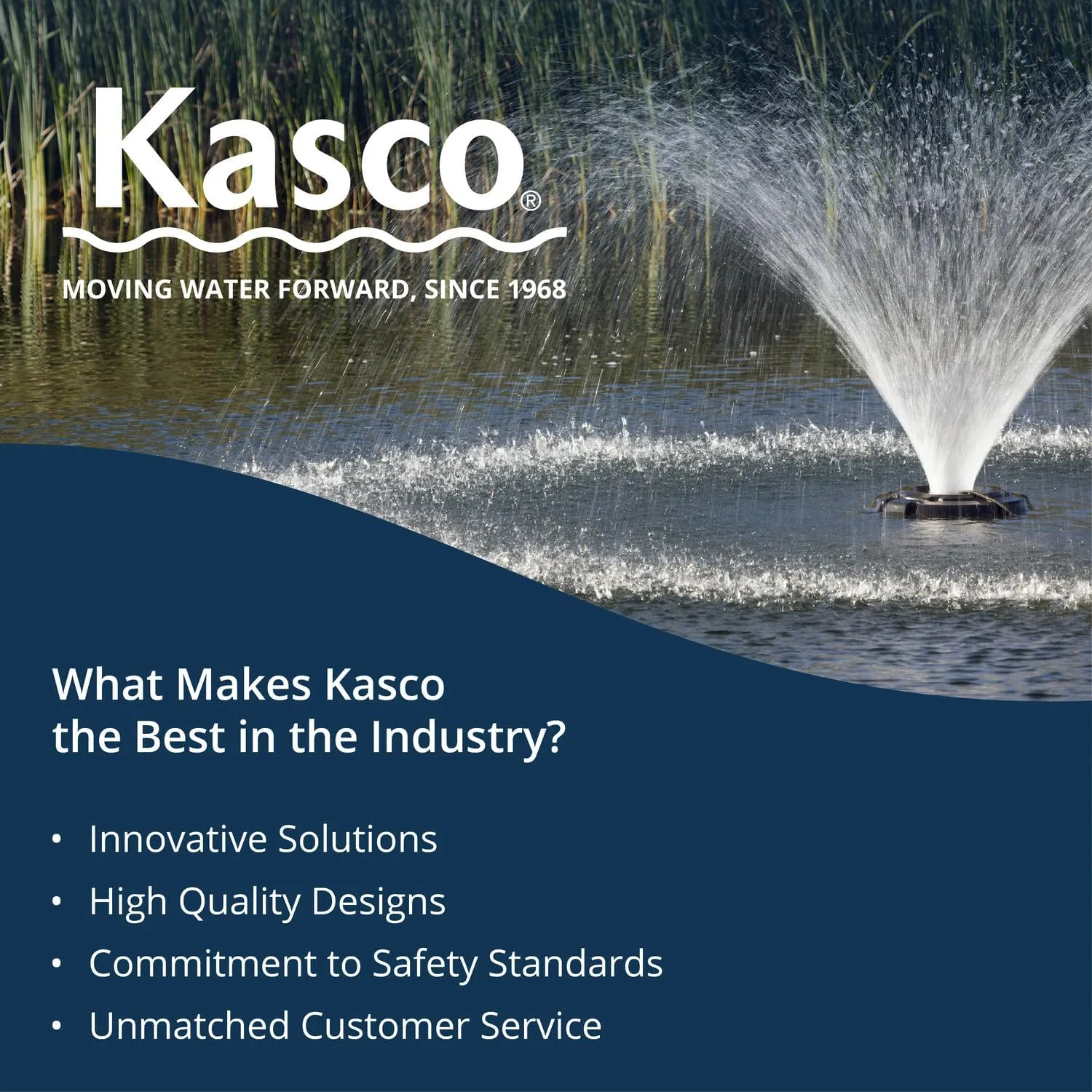 Kasco VFX Series Aerating Pond Fountain - 1/2 Horse Power 120V Single Phase with 50 ft Electric Power Cord | Pond Aerator Pump for Ponds & Lakes | Efficient Pond Aeration Systems