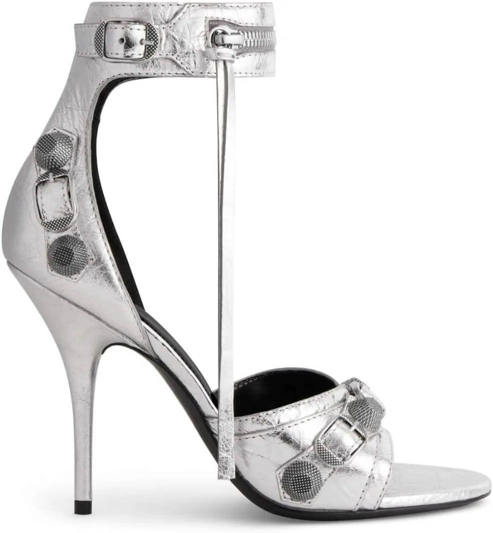 Kluolandi Women's High Stiletto Heeled Sandals with Tassel Open Toe Studded Zipper Ankle Strap High Heels Dress Pumps Shoes