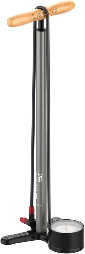 LEZYNE Steel Floor Drive 3.5 High Pressure Bicycle Floor Pump with 3.5" Analog/Digital Gauge - Durable 220 PSI Tire Air Pump for Road/Track Bikes - ABS-1 Pro Chuck Fits Presta & Schrader Valve