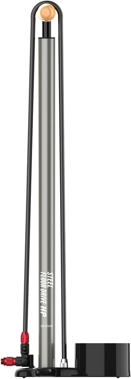 LEZYNE Steel Floor Drive 3.5 High Pressure Bicycle Floor Pump with 3.5" Analog/Digital Gauge - Durable 220 PSI Tire Air Pump for Road/Track Bikes - ABS-1 Pro Chuck Fits Presta & Schrader Valve