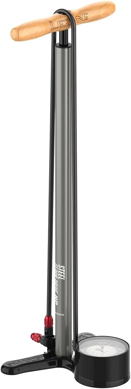 LEZYNE Steel Floor Drive 3.5 High Pressure Bicycle Floor Pump with 3.5" Analog/Digital Gauge - Durable 220 PSI Tire Air Pump for Road/Track Bikes - ABS-1 Pro Chuck Fits Presta & Schrader Valve