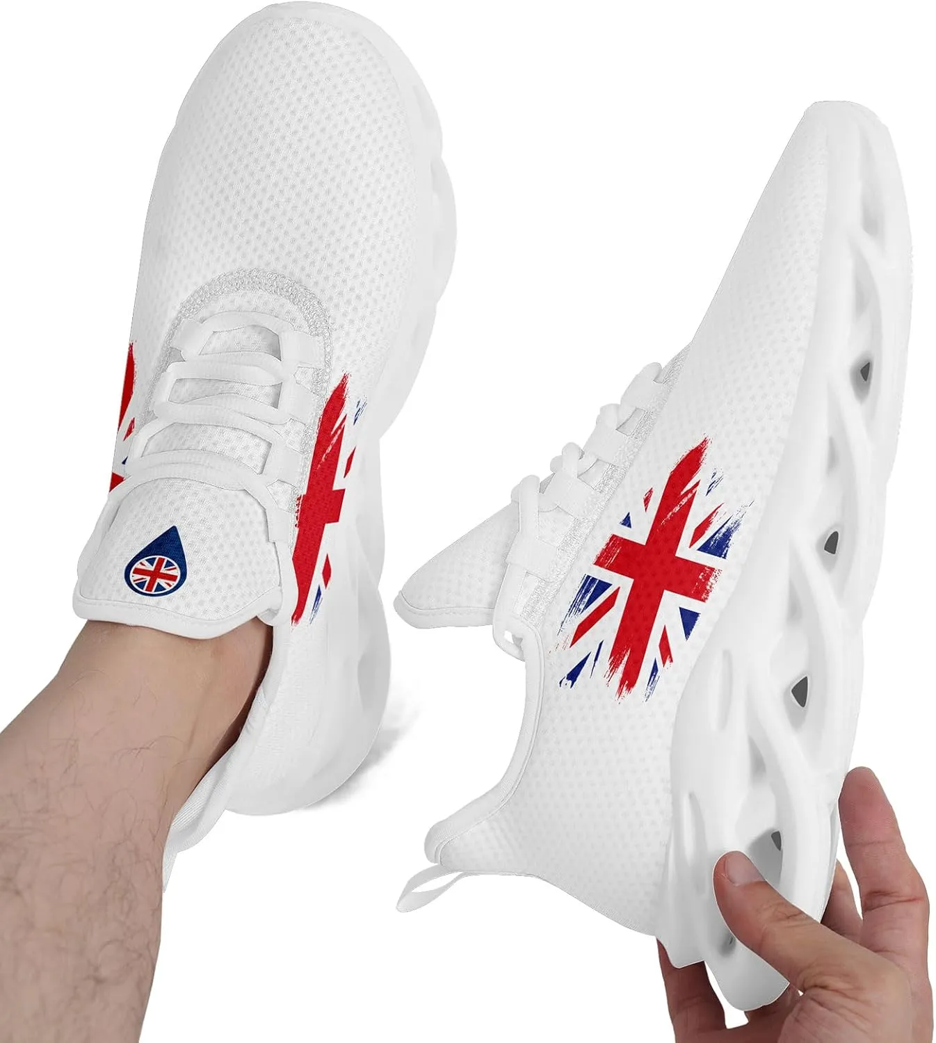 Lightweight Running Shoes with British Union Flag Design, Comfortable Tennis Sneaker Sports Workout Trainers for Men Women