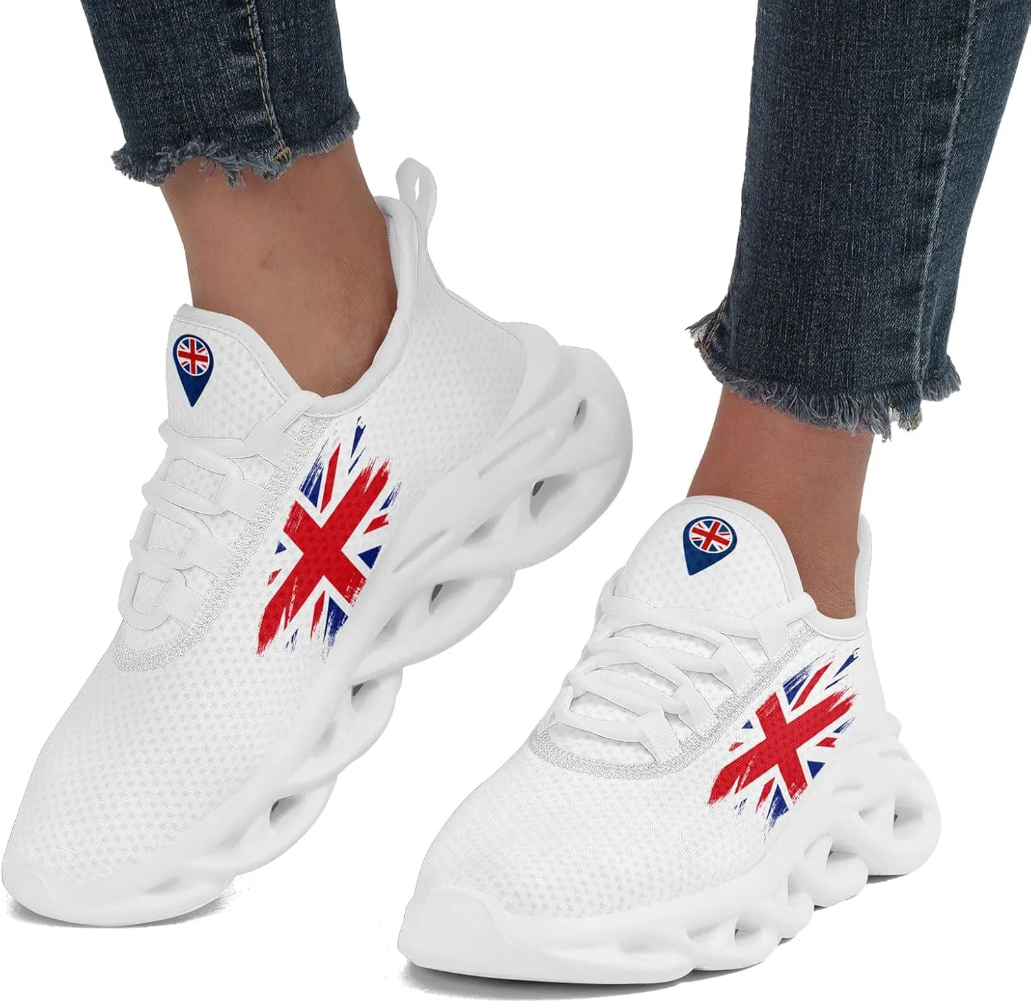 Lightweight Running Shoes with British Union Flag Design, Comfortable Tennis Sneaker Sports Workout Trainers for Men Women