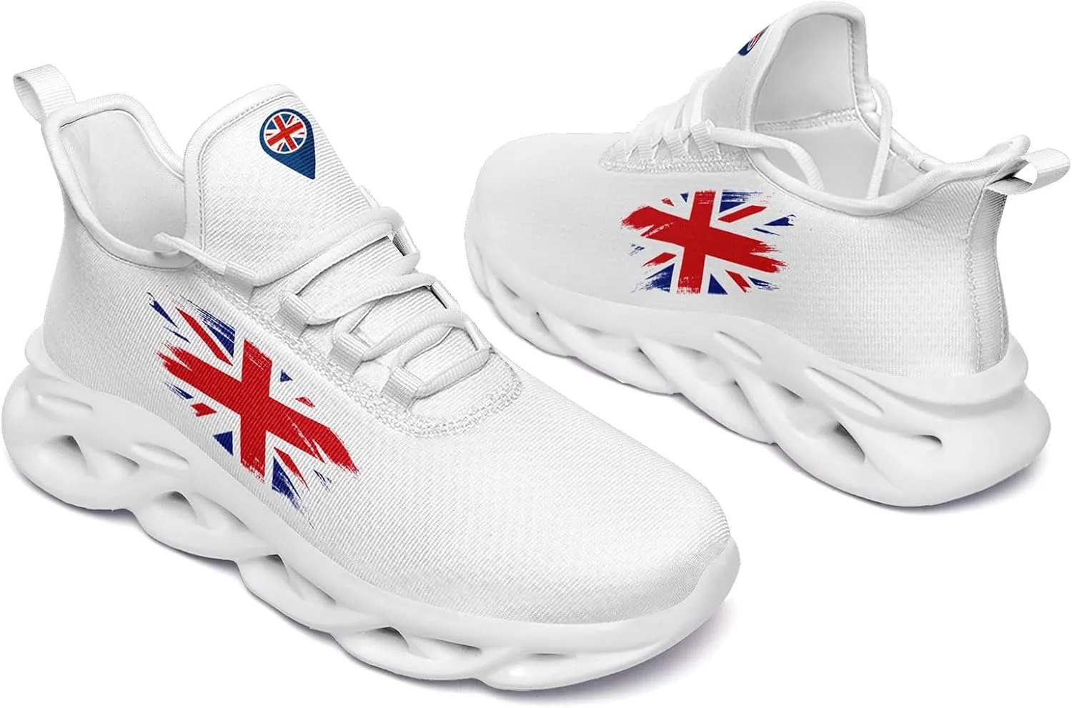 Lightweight Running Shoes with British Union Flag Design, Comfortable Tennis Sneaker Sports Workout Trainers for Men Women