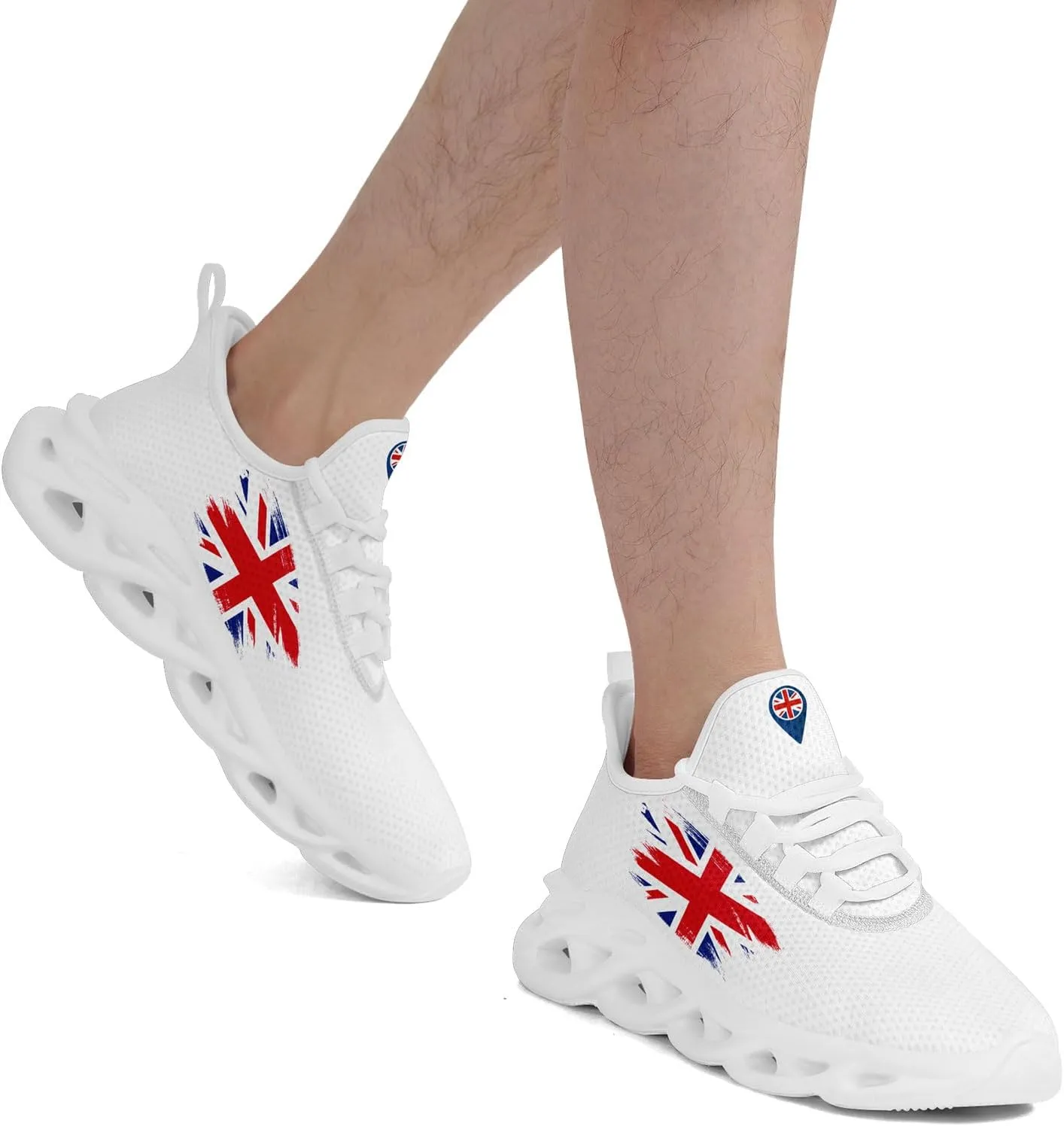 Lightweight Running Shoes with British Union Flag Design, Comfortable Tennis Sneaker Sports Workout Trainers for Men Women