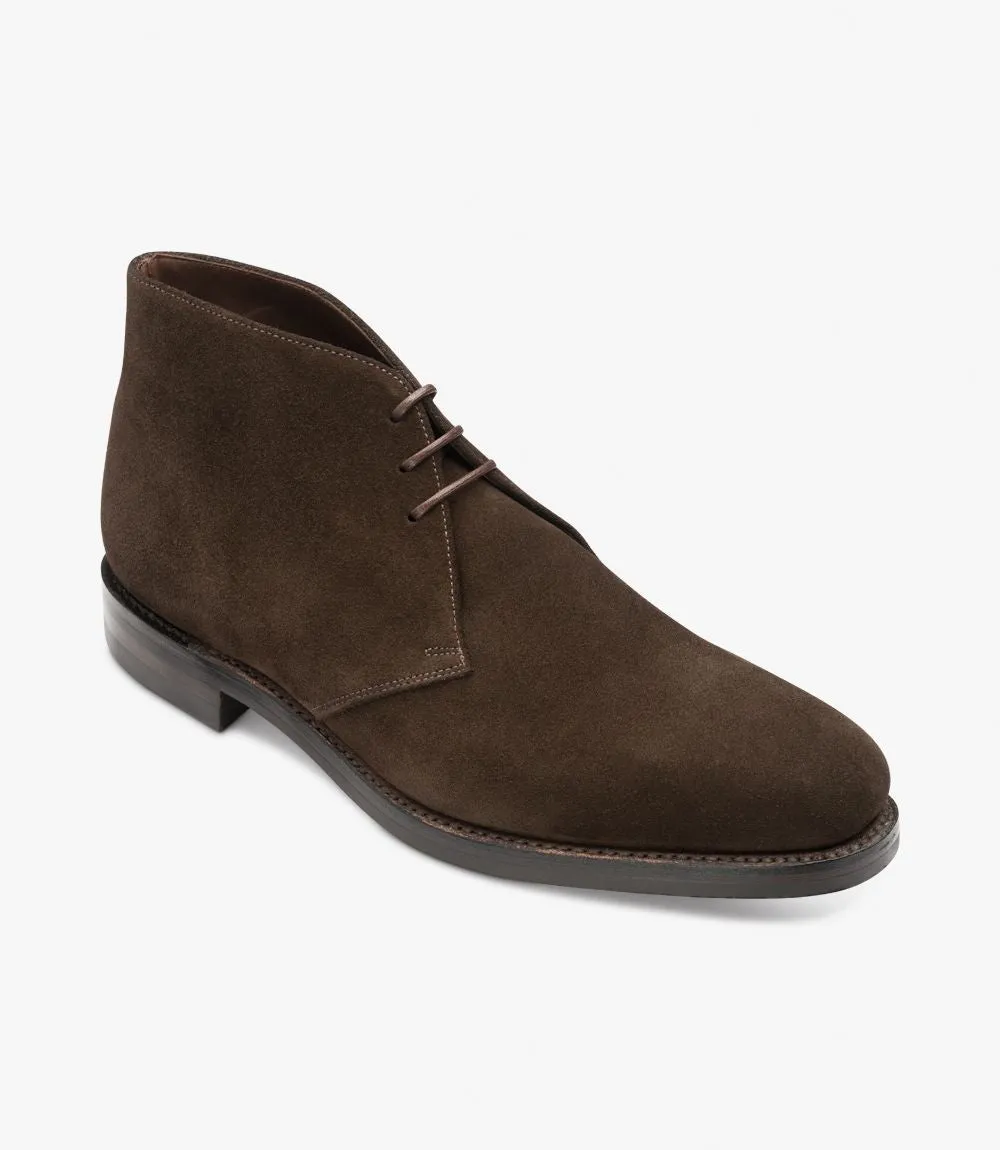 LOAKE PIMLICO-SUEDE DARK BROWN SUEDE BOOT RUBBER SOLE F-MEDIUM