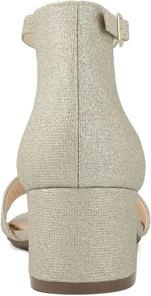 LONDON FOG Women's Nikki Low Two Piece Block Heel Dress Shoe Ladies Ankle Strap Pump Sandal