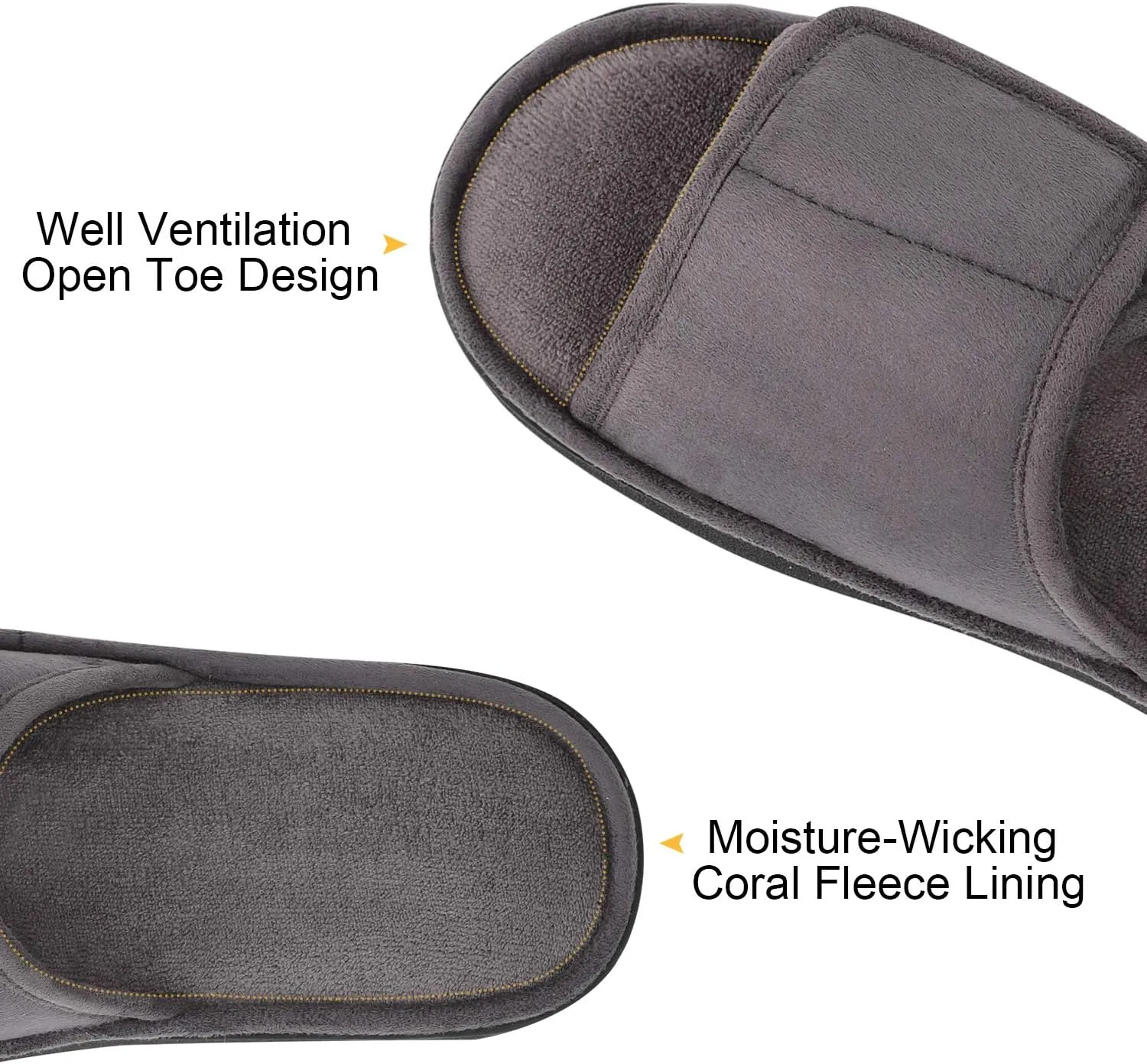 LongBay Men's Comfy Memory Foam Slide Slippers Breathable Micro Suede House Shoes