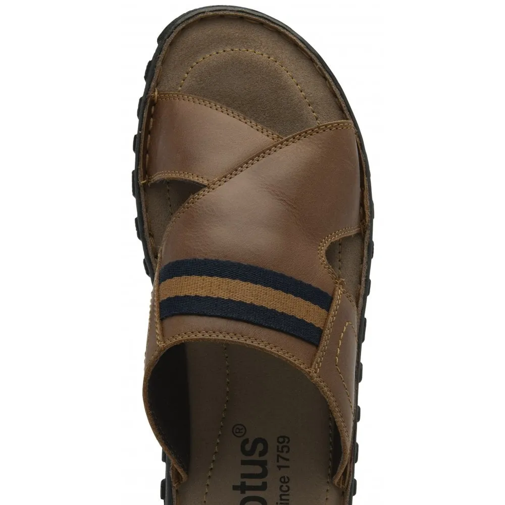 Lotus Bastion Men's Leather Slip On Mule Sandal Tan