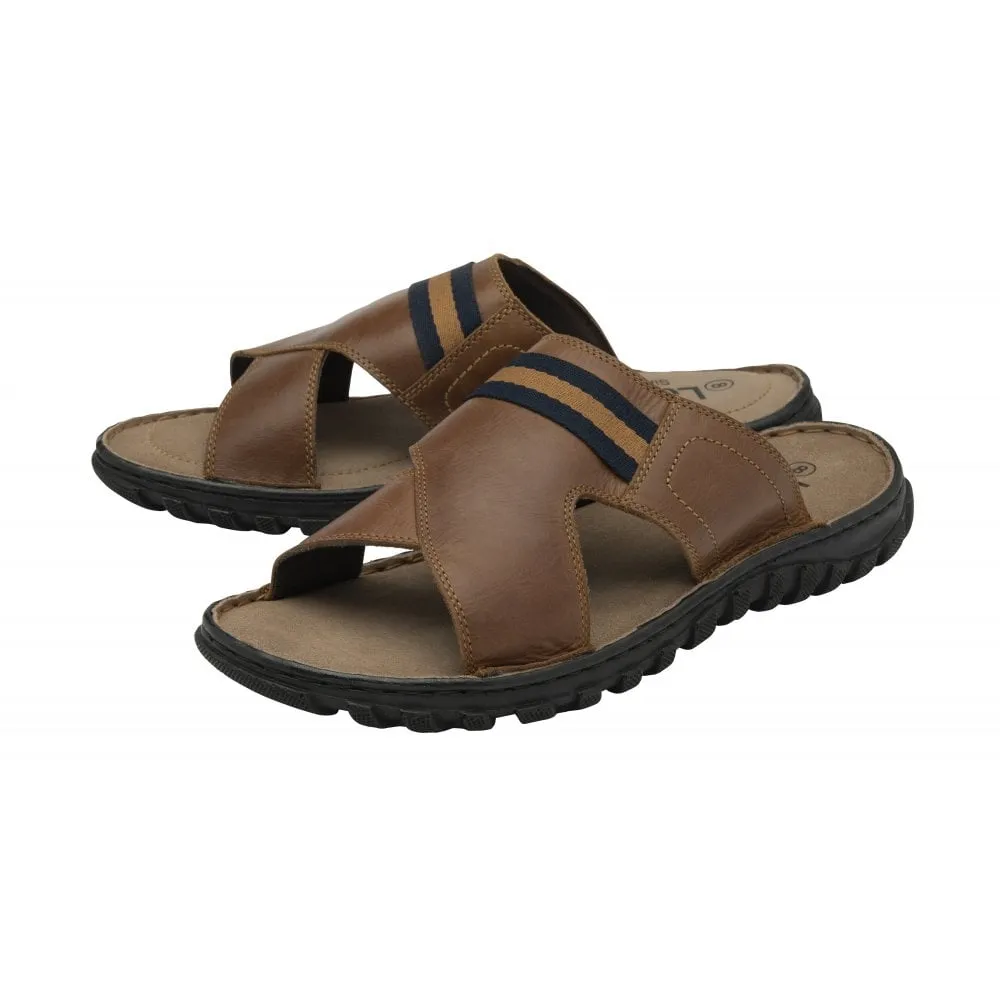 Lotus Bastion Men's Leather Slip On Mule Sandal Tan