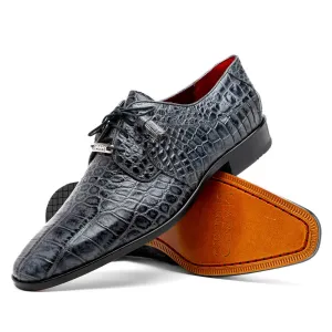 Marco Di Milano Fitipaldi in Rustic Grey Alligator Derby Dress Shoes