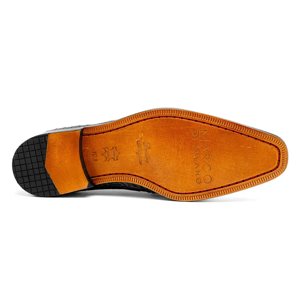 Marco Di Milano Fitipaldi in Rustic Grey Alligator Derby Dress Shoes