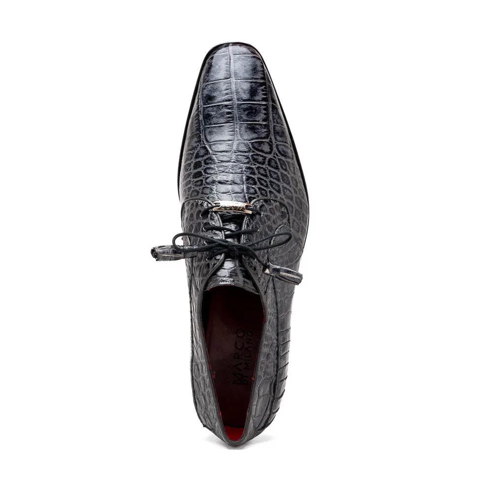 Marco Di Milano Fitipaldi in Rustic Grey Alligator Derby Dress Shoes