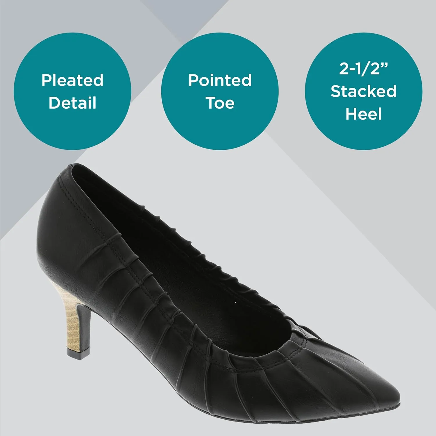 Masseys Women's Bella Pleated Mid Heel Pump
