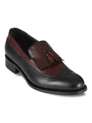 Maxwell Tassel Loafer - Black/burgundy