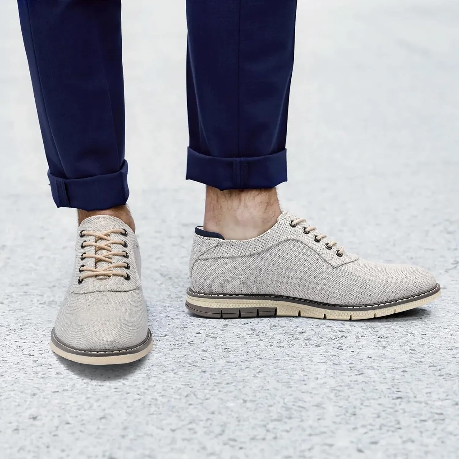 Men's Black Dress Shoes - Stylish Canvas Casual Shoes for Men - Classic Lace Up Derby Shoes Black