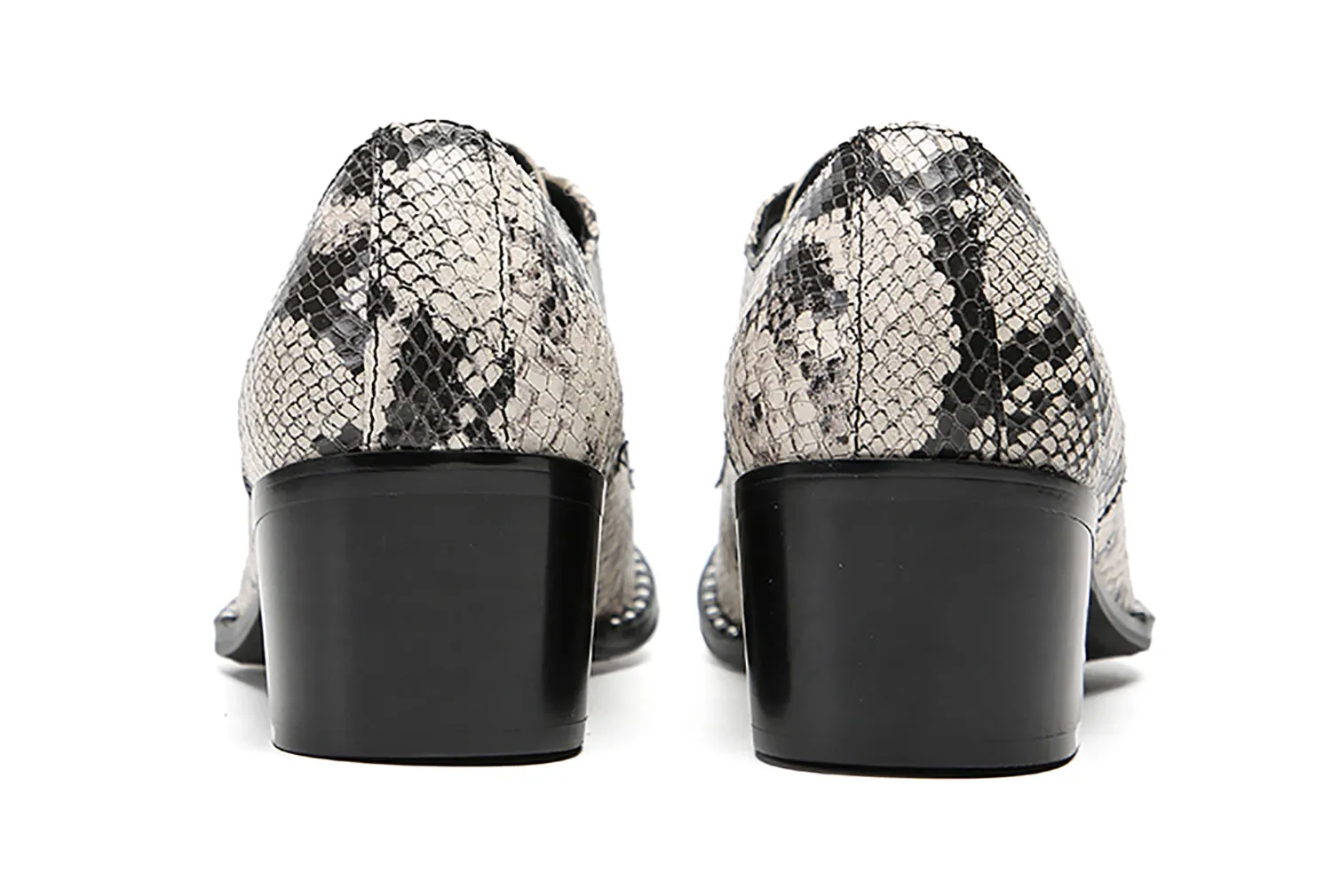 Men's Casual Snakeskin Texture Western Derby