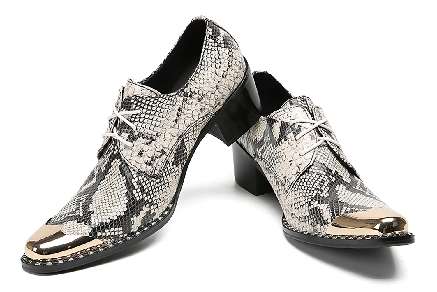 Men's Casual Snakeskin Texture Western Derby