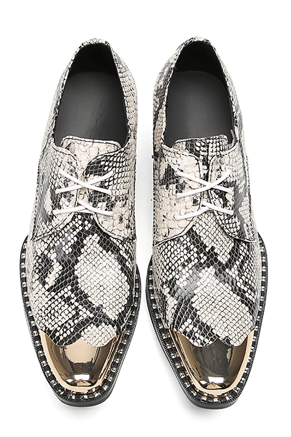 Men's Casual Snakeskin Texture Western Derby