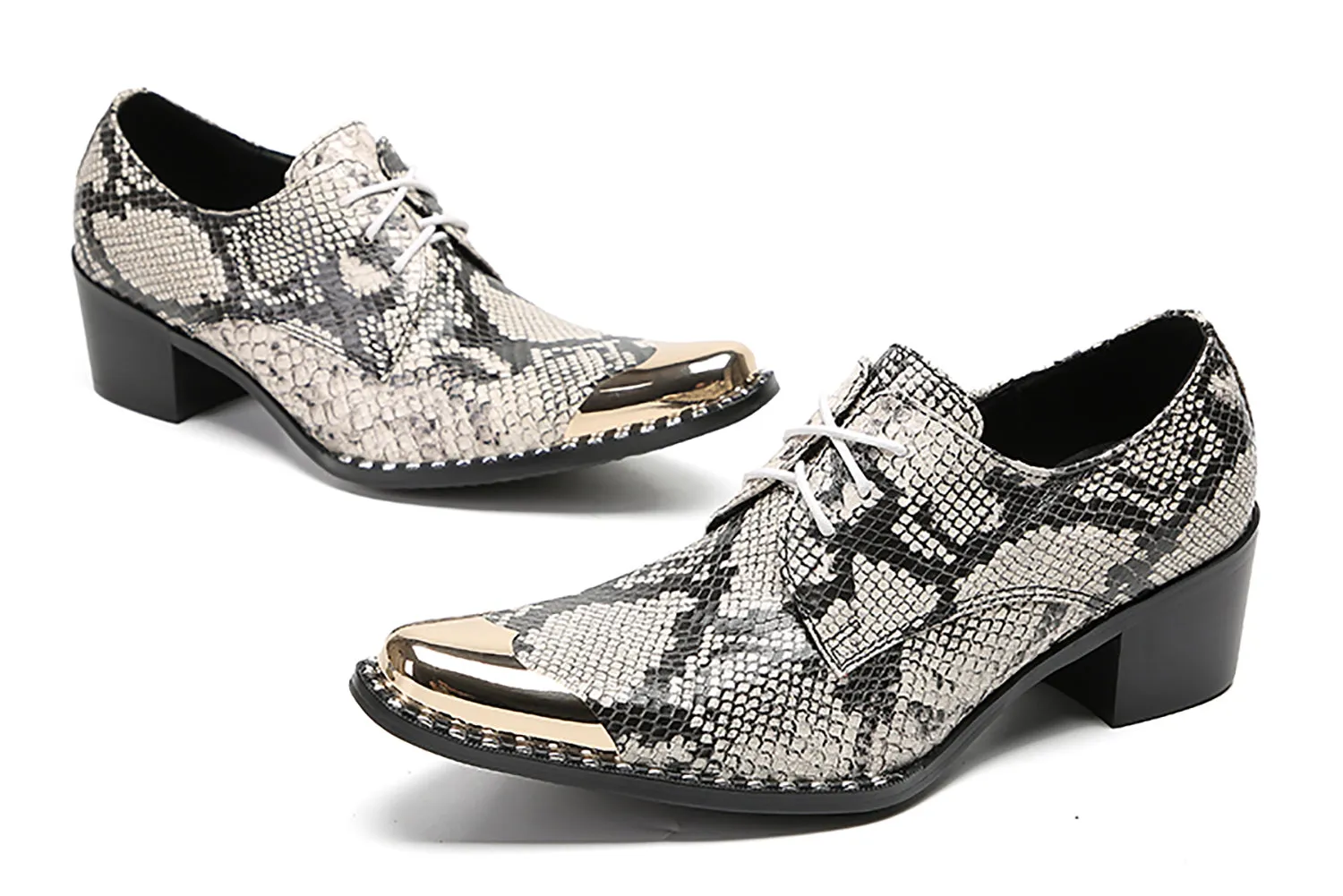 Men's Casual Snakeskin Texture Western Derby