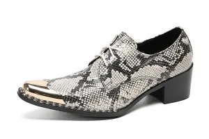 Men's Casual Snakeskin Texture Western Derby