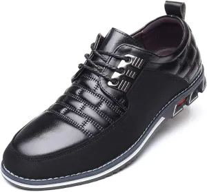Men's Dress Shoes Business Soft Sole Oxford Derby Orthopedic Leather Slip-On Casual Shoes (Black-B,10)