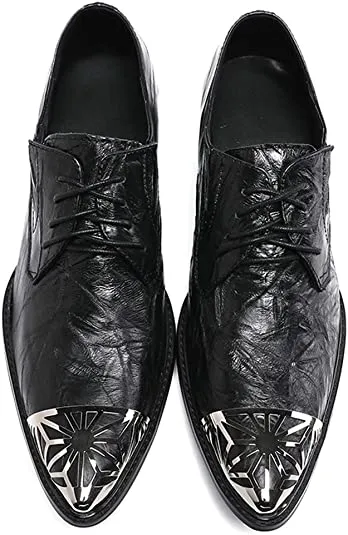 Men's Metal Pointed Toe Western Derby