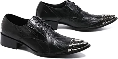 Men's Metal Pointed Toe Western Derby