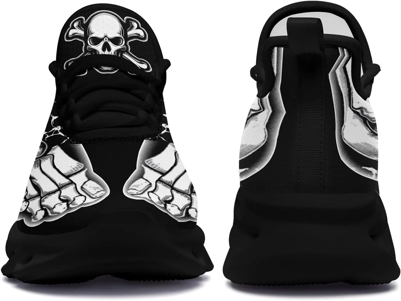 Men's Skull Gothic Running Shoes Lightweight Breathable Sport Shoes for Women Cushion Slip On Walking Sneaker