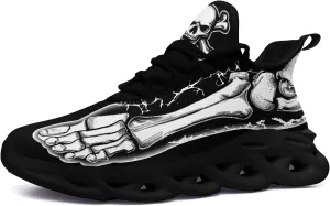 Men's Skull Gothic Running Shoes Lightweight Breathable Sport Shoes for Women Cushion Slip On Walking Sneaker