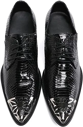 Men's Snake-printed Leather Western Derby