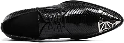 Men's Snake-printed Leather Western Derby