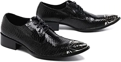 Men's Snake-printed Leather Western Derby