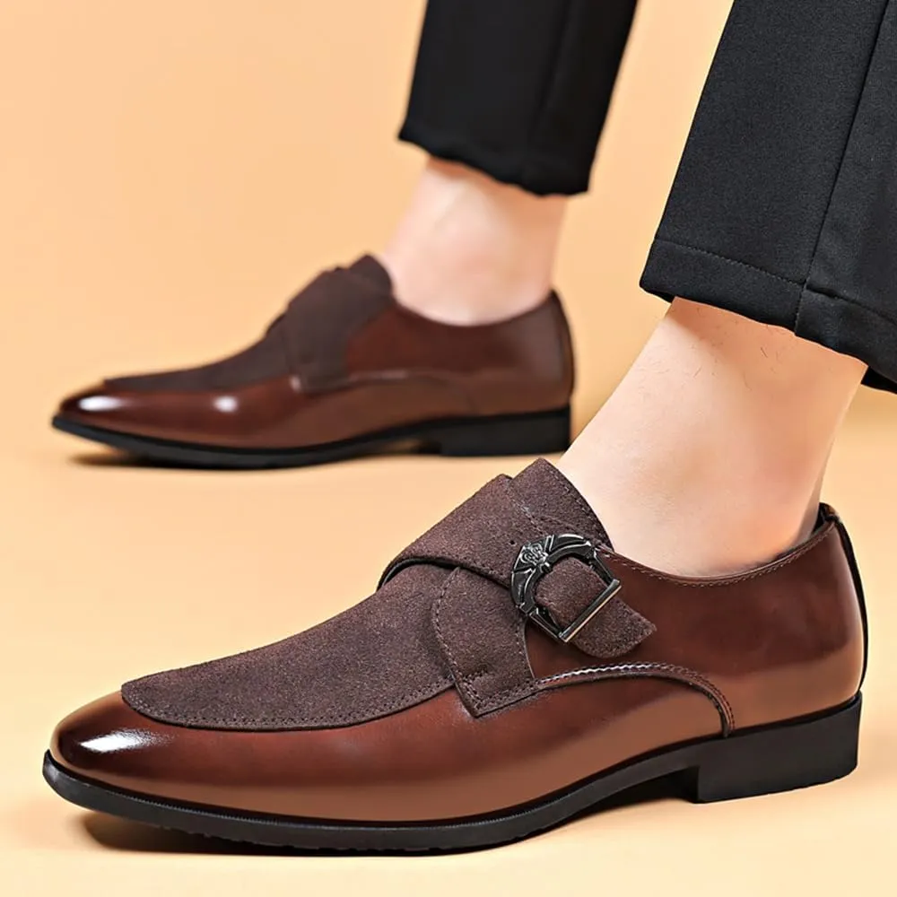 Men's Suede Patent Leather Dress Shoes Business Formal Derby Fashion Oxford Tuxedo Shoes