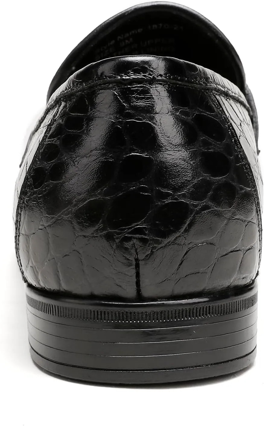 Men's Tassel Loafer Crocodile Printed Leather Dress Shoes for Mens Wedding Business Shoes Slip-on Dress Loafer