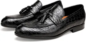 Men's Tassel Loafer Crocodile Printed Leather Dress Shoes for Mens Wedding Business Shoes Slip-on Dress Loafer