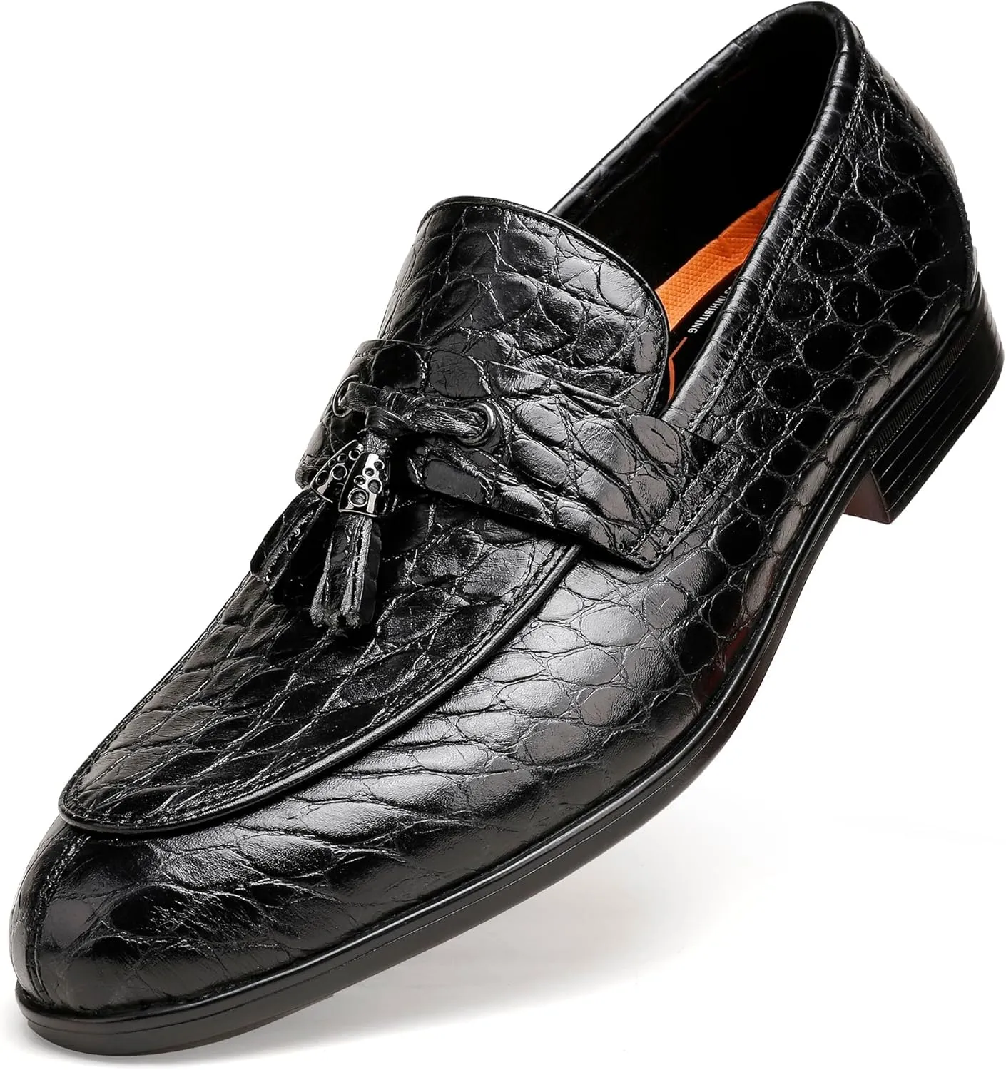 Men's Tassel Loafer Crocodile Printed Leather Dress Shoes for Mens Wedding Business Shoes Slip-on Dress Loafer