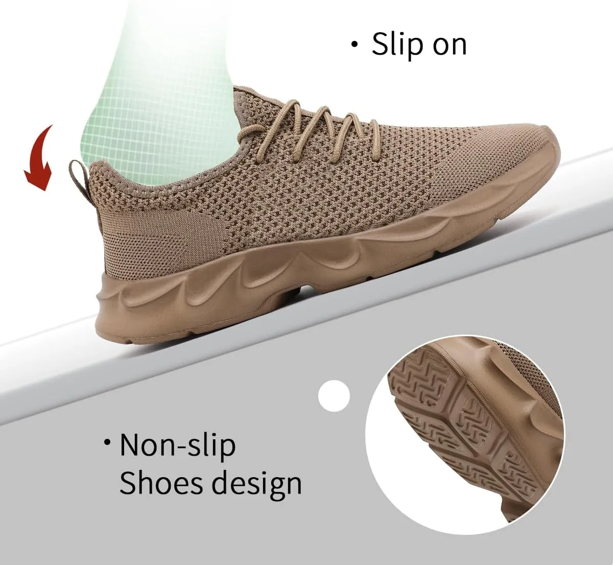 Mens Walking Shoes Slip On Tennis Non Slip Sneakers Outdoor Running Sports Trainers Athletic Sneaker Road Casual Workout Lightweight Shoes