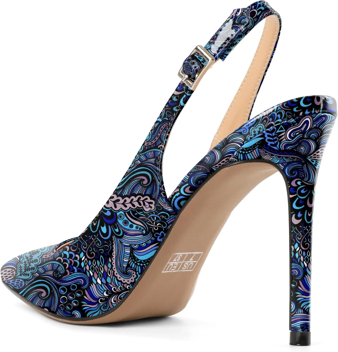Mettesally Women's Slingback High Heels Pointed Toe Pumps Stiletto Heel Ankle Strap Party Office Dress Shoes