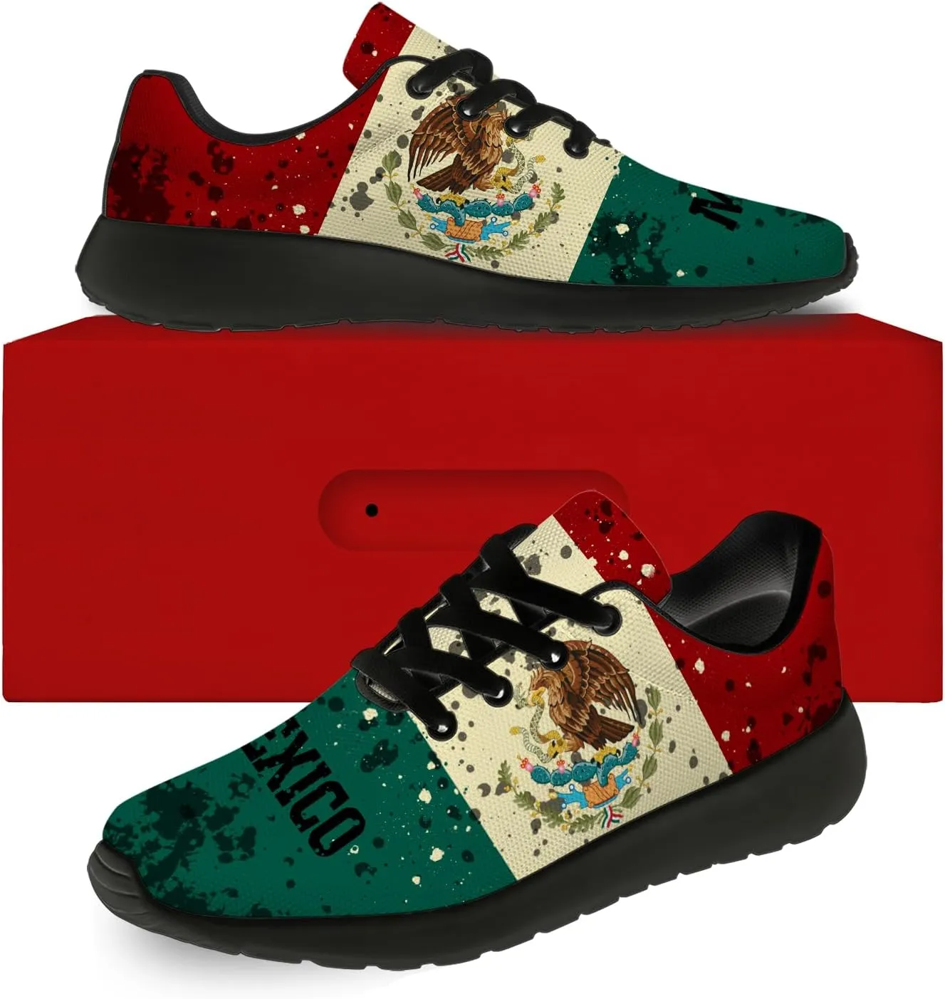 Mexican Flag Shoes Lightweight Comfortable Running Tennis Walking Fashion Sneakers for Men Women
