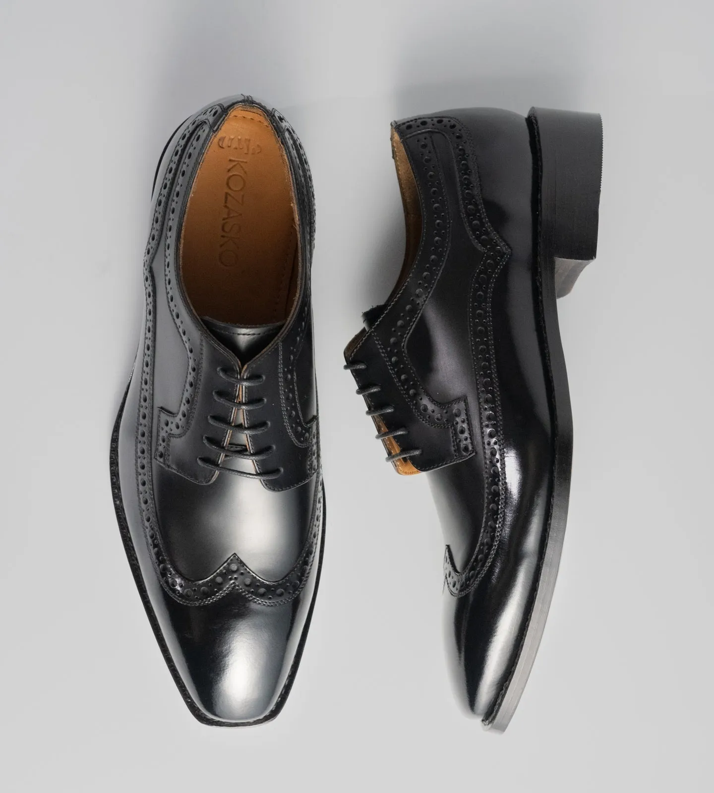 Michigan Black Calf  Chisel Toe Wingtip Derby Shoe