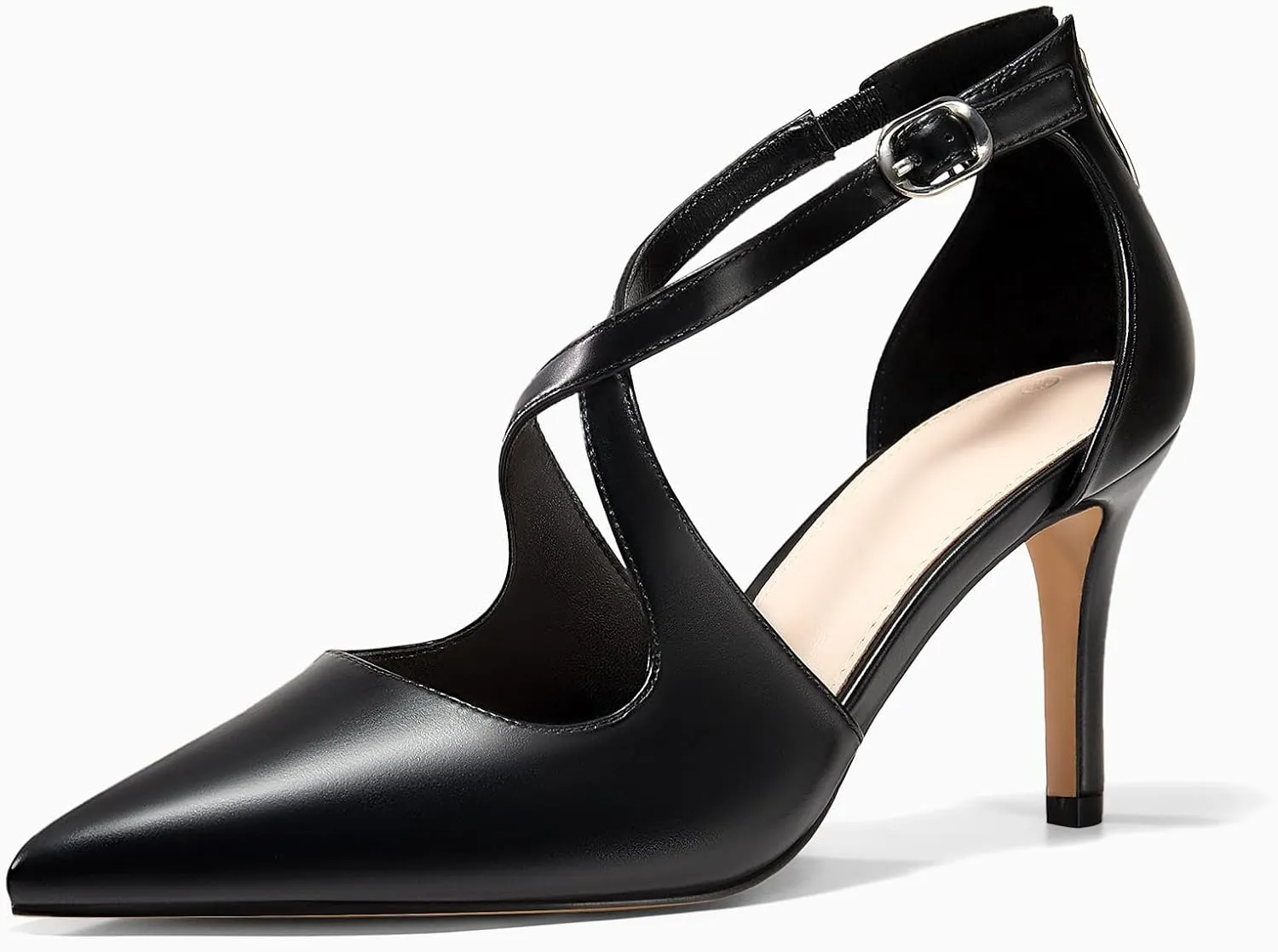Minshluu Womens Pumps High Heels Pointed Toe Crossed Strap D'Orsay Zip up Stilettos Party Dress Shoes