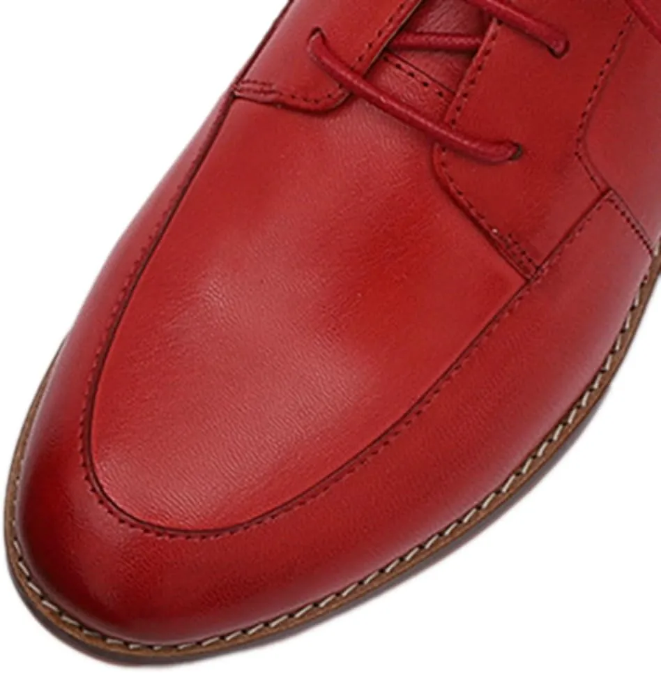 Mona flying Womens Handmade Dress Oxfords Derby Comfortable Lace up Leather Flat Office Work Shoes for Ladies
