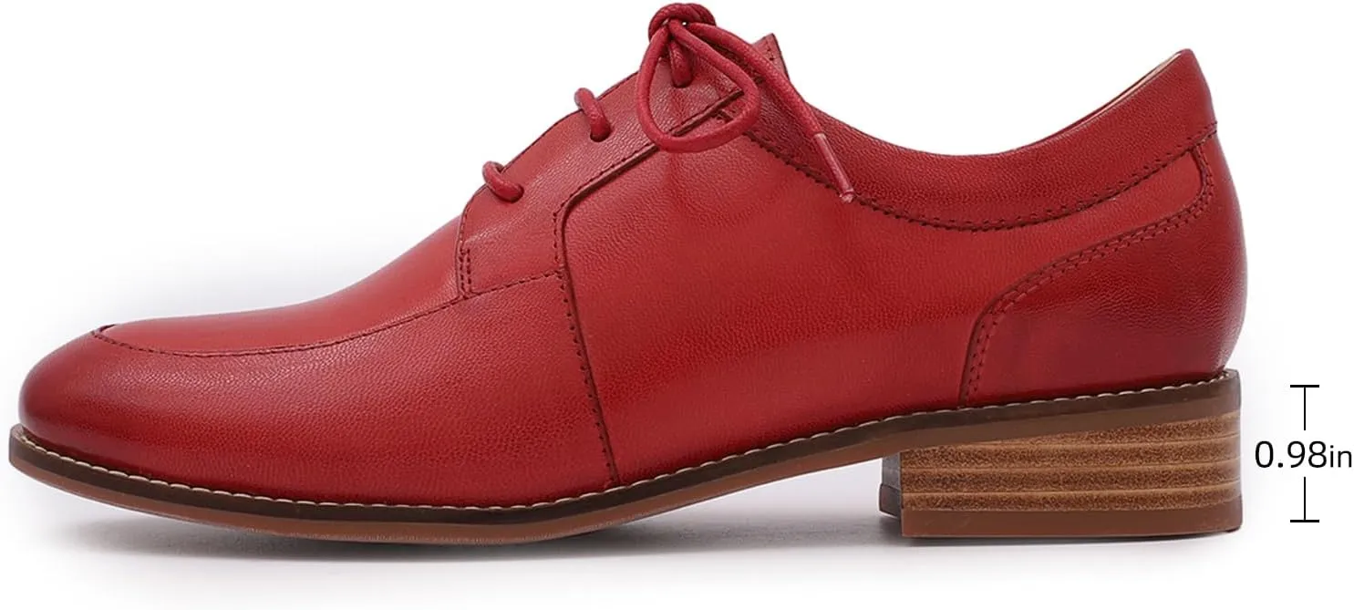Mona flying Womens Handmade Dress Oxfords Derby Comfortable Lace up Leather Flat Office Work Shoes for Ladies