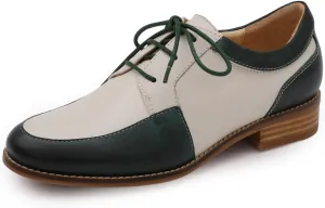 Mona flying Womens Handmade Dress Oxfords Derby Comfortable Lace up Leather Flat Office Work Shoes for Ladies