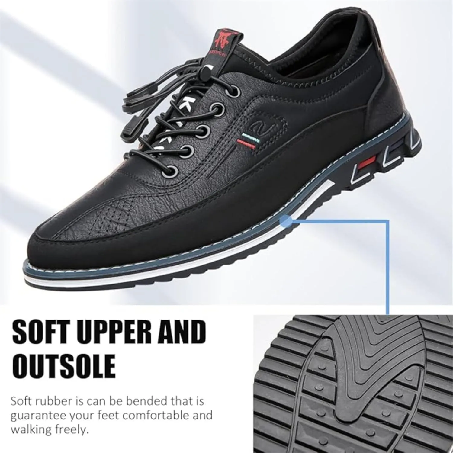 Moodeng Mens Dress Shoes Leather Causal Oxfords Lightweight Formal Business Shoes Adjustable Lacing Derby Shoes Comfortable Walking Loafers